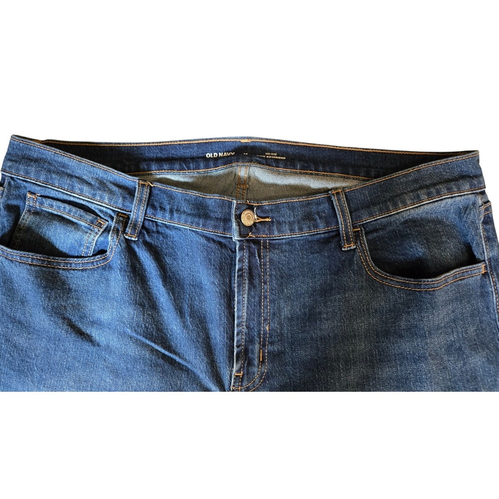 Old Navy Wow Boyfriend Jeans Womens 16 Mid Rise Medium‎ Wash Blue Denim Stretch - Picture 2 of 8